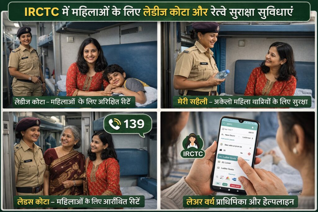 IRCTC में महिलाओं के लिए लेडीज कोटा और रेलवे सुरक्षा सुविधाएं