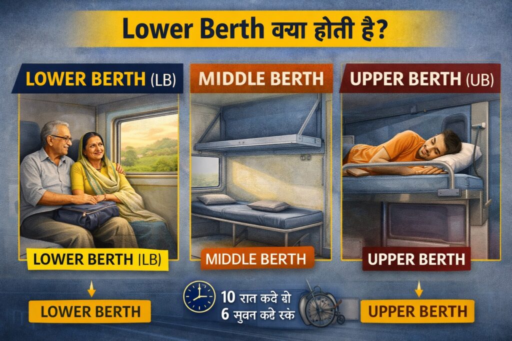 IRCTC train lower berth middle berth upper berth explained

