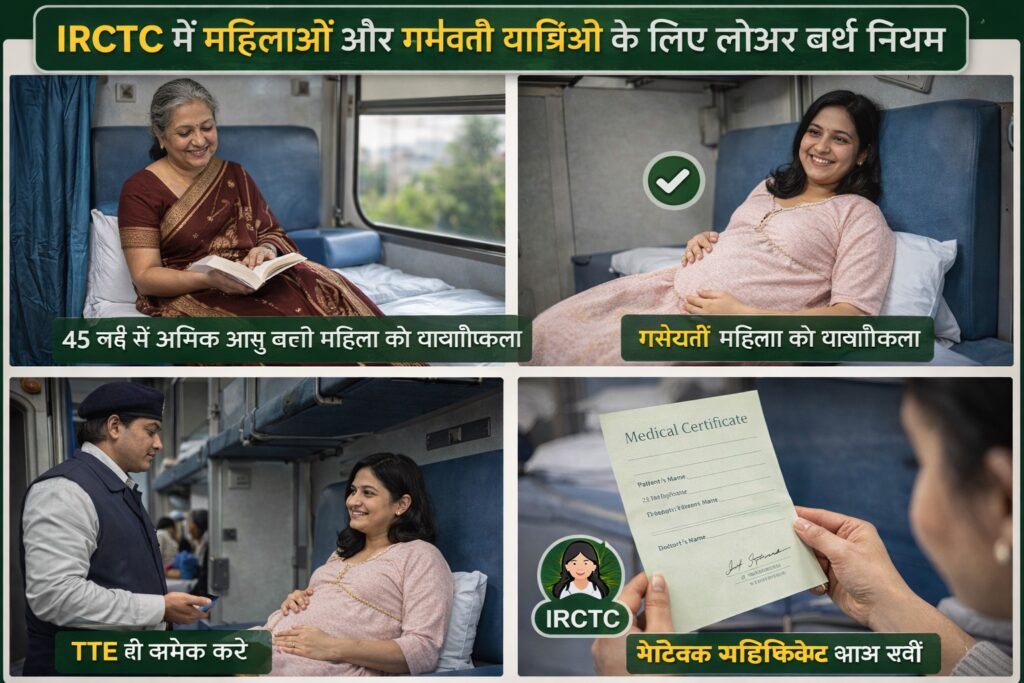 महिलाओं और गर्भवती यात्रियों के लिए IRCTC लोअर बर्थ नियम

