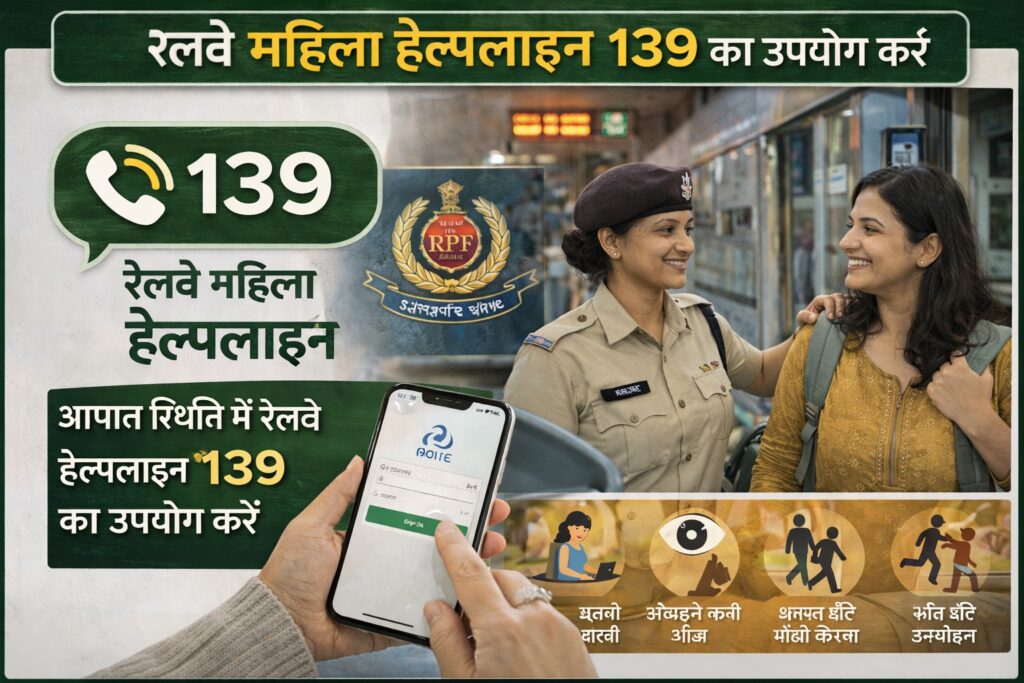 रेलवे महिला सुरक्षा हेल्पलाइन 139 जानकारी