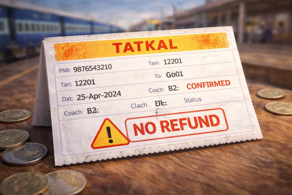 tatkal ticket cancellation rules refund eligibility