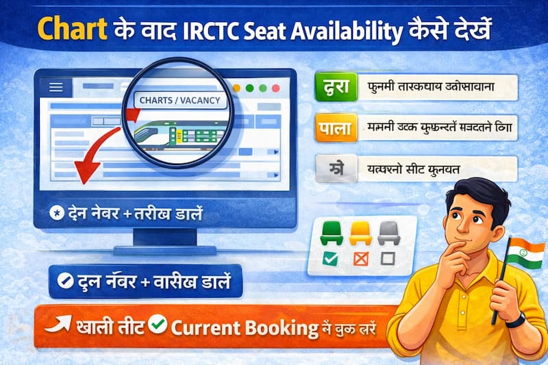 IRCTC chart ke baad seat availability kaise dekhein