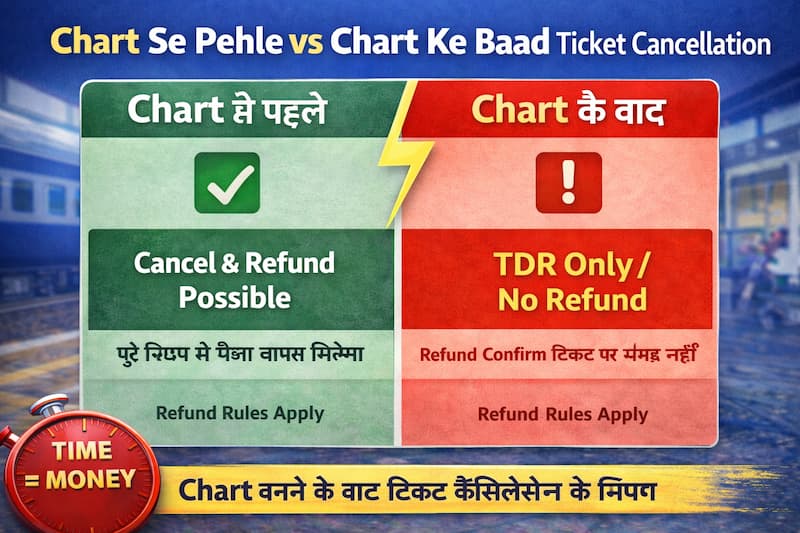chart ke baad ticket cancellation rules irctc refund timing