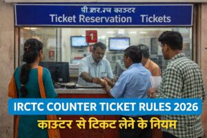 IRCTC काउंटर से ट्रेन टिकट बुक करते यात्री