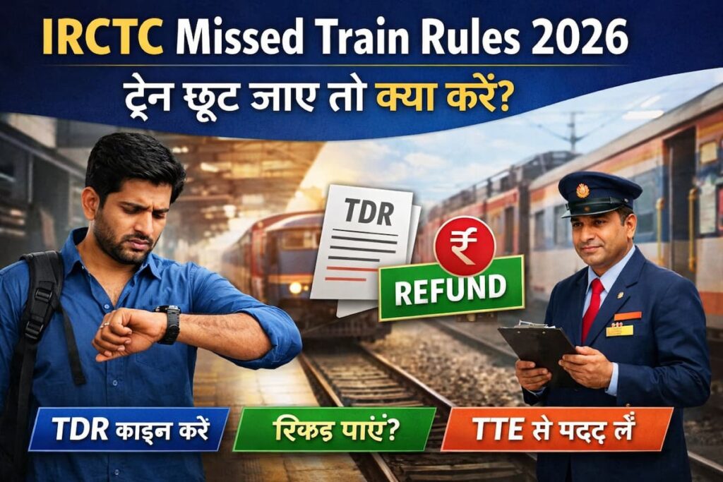IRCTC Missed Train Rules 2026 – ट्रेन छूट जाए तो क्या करें