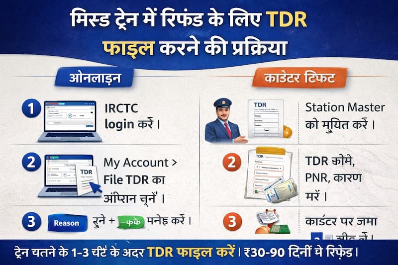 IRCTC missed train TDR file process step by step
