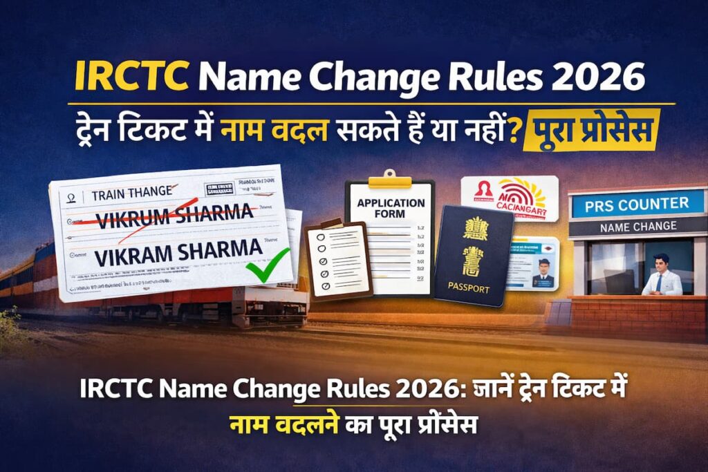 IRCTC Name Change Rules 2026 – ट्रेन टिकट में नाम बदलने का नियम