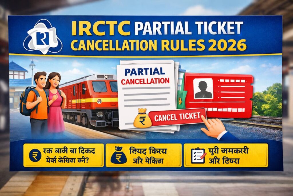 IRCTC partial ticket cancellation rules 2026 for group train tickets