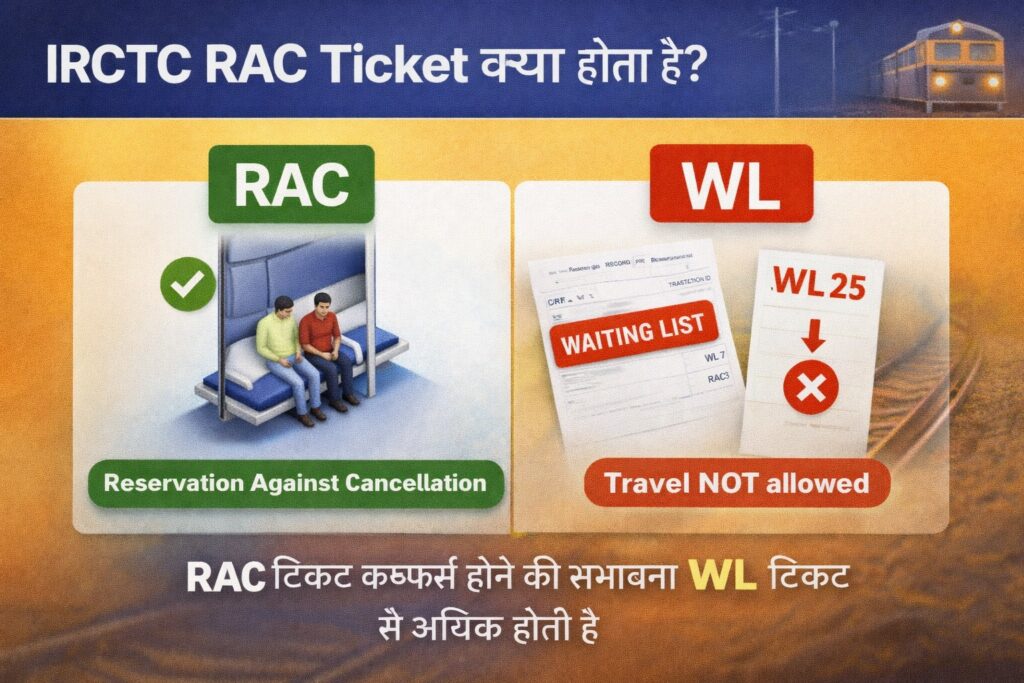 IRCTC RAC ticket kya hota hai aur RAC se confirm ticket ka process

