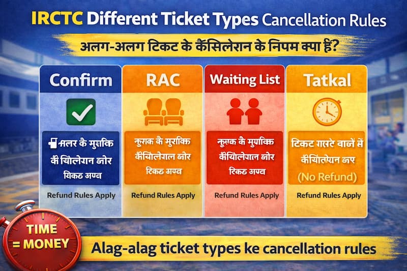 confirm rac waiting list tatkal ticket cancellation rules irctc