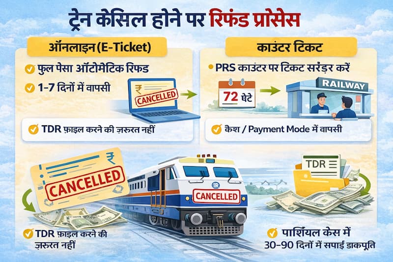 Train Cancel Refund Process IRCTC – Online and Counter Ticket