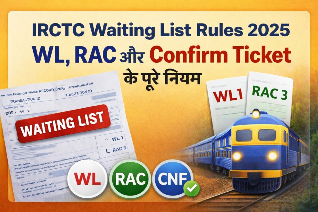 IRCTC Waiting List Rules 2025: WL, RAC aur Confirm Ticket ka matlab aur rules