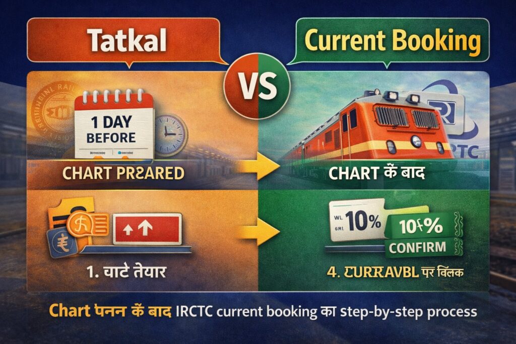 tatkal aur current booking me antar

