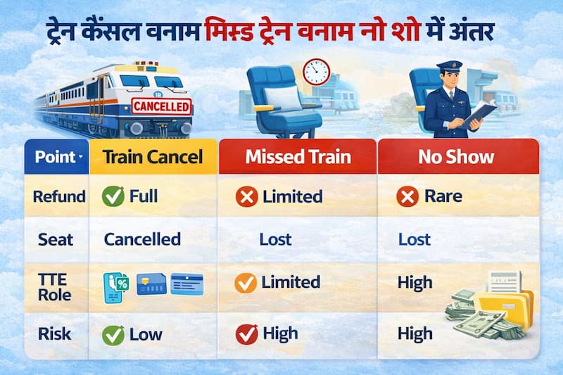 Train Cancel vs Missed Train vs No Show Difference