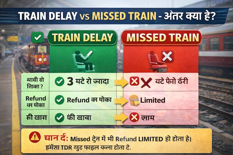 Train Delay और Missed Train में अंतर – IRCTC नियम
