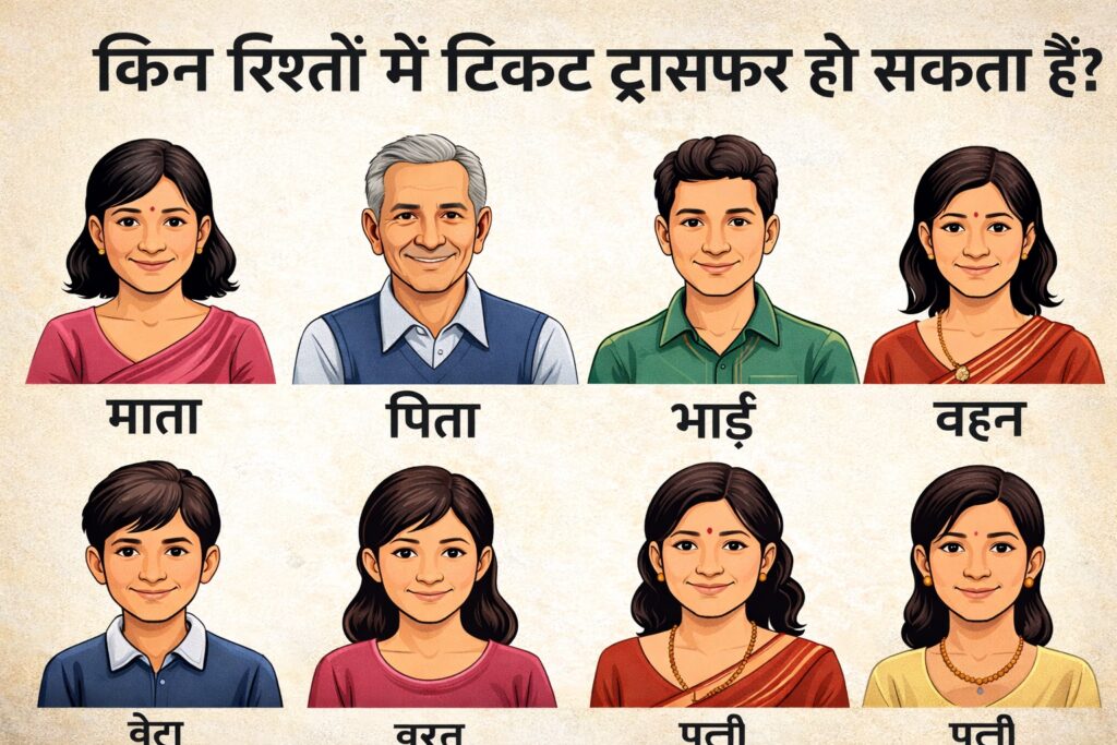 train ticket transfer rules for family members in IRCTC

