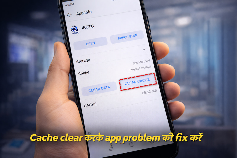 IRCTC app cache clear fix android settings solution