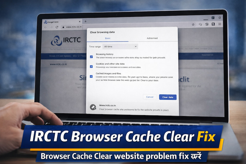 IRCTC website cache clear browser fix solution