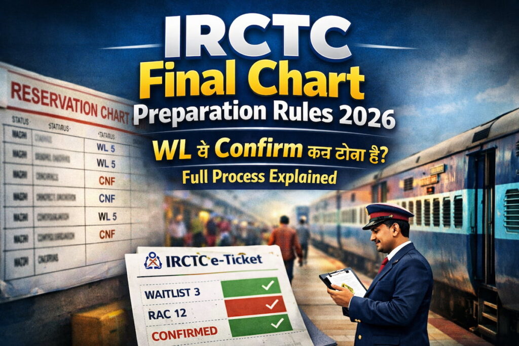 IRCTC chart preparation rules 2026 WL RAC confirm kab hota hai