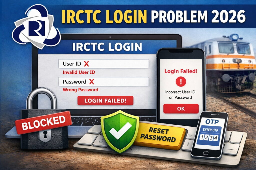 IRCTC login problem fix user id password not working solution 2026