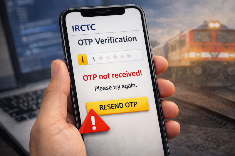 IRCTC OTP not received error login verification issue