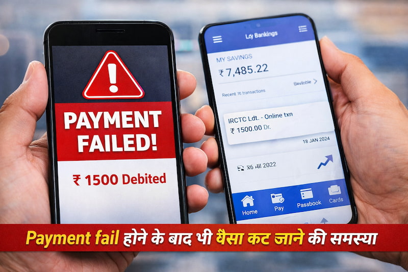 IRCTC payment failed but money deducted problem screen example