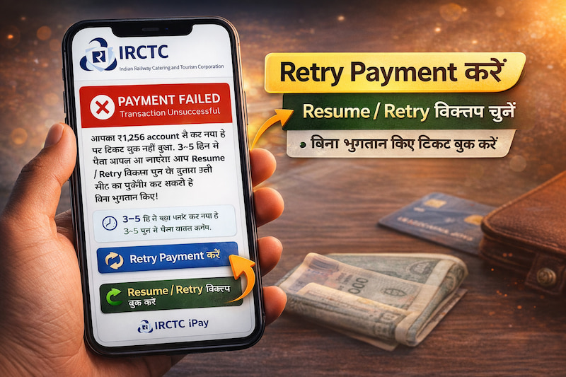 IRCTC retry resume booking option ipay payment solution