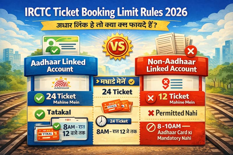 IRCTC ticket booking limit with Aadhaar linked account