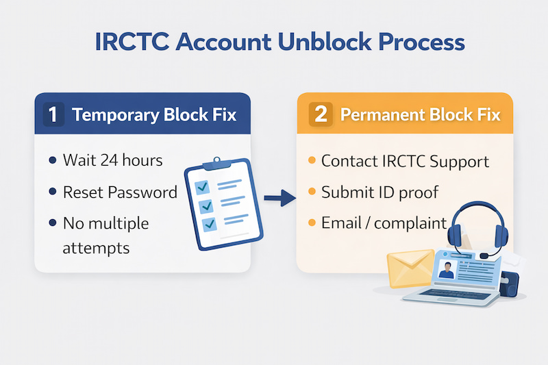 IRCTC account unblock process steps