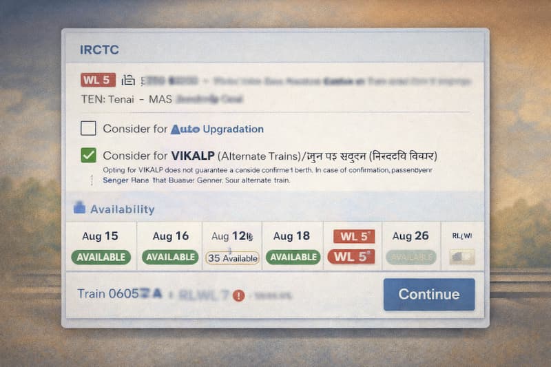 IRCTC vikalp option during train ticket booking