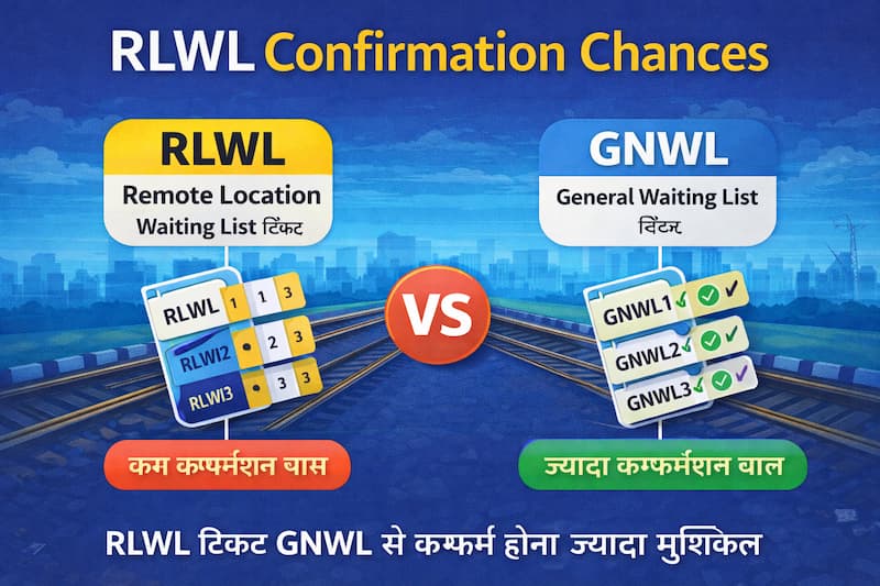 RLWL vs GNWL waiting list comparison in Indian Railways