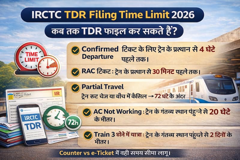 IRCTC TDR Filing Time Limit 2026 – कब तक TDR फाइल कर सकते हैं