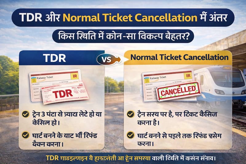 TDR vs Ticket Cancellation – IRCTC Refund Difference
