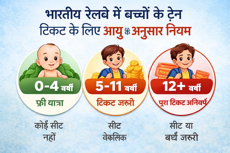 Indian railway child ticket age rules 0 to 12 years