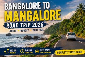 Bangalore to Mangalore road trip coastal highway western ghats beach view