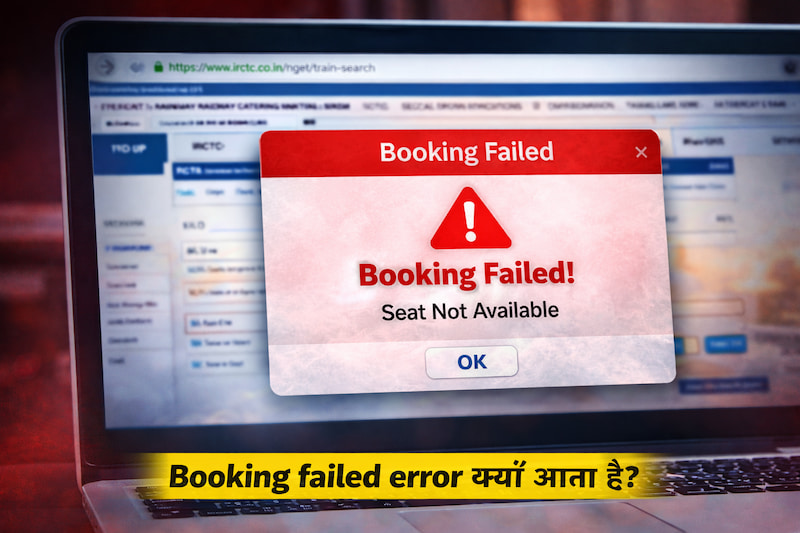irctc booking failed error message screen example