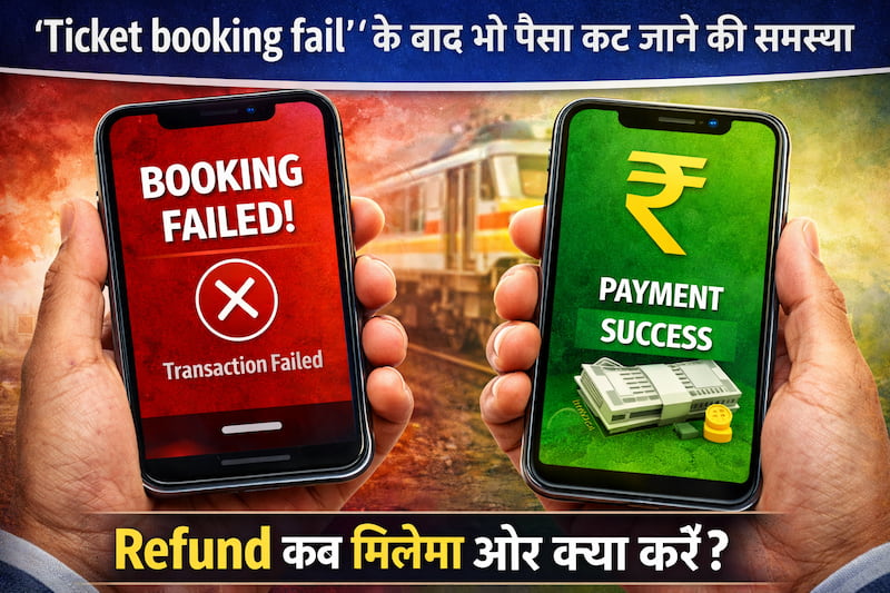 IRCTC booking failed but payment deducted problem mobile screen example