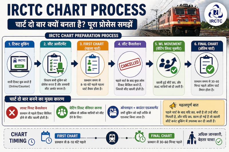 IRCTC chart preparation process first chart final chart kaise banta hai Hindi