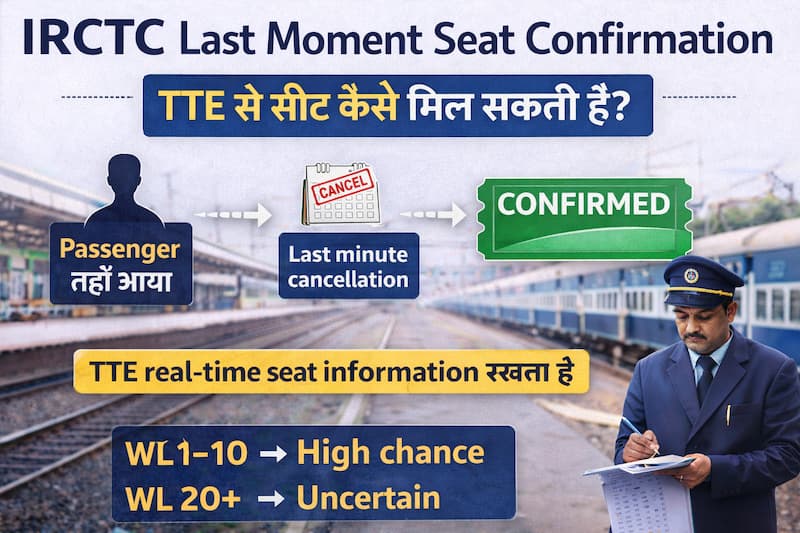 IRCTC last moment seat confirmation TTE se seat kaise milti hai Hindi