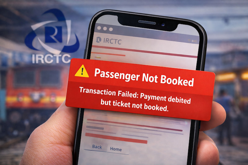 irctc passenger not booked error message screen example
