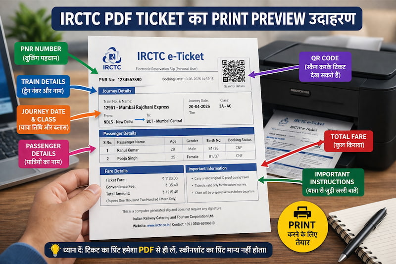 IRCTC pdf ticket example print preview train ticket format