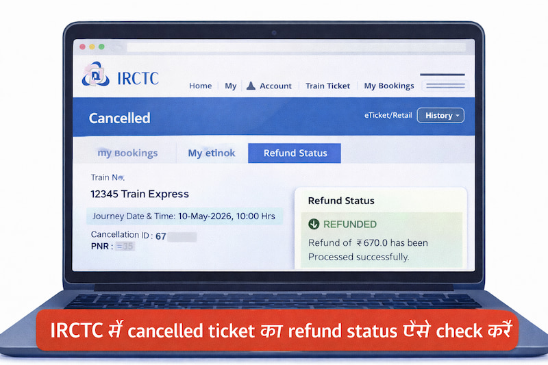 IRCTC refund status check cancelled ticket booking history process
