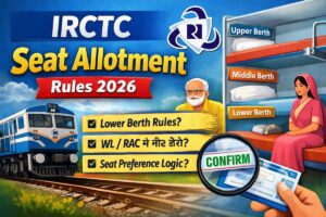IRCTC seat allotment rules 2026 lower berth RAC WL seat कैसे मिलता है