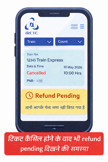 IRCTC ticket cancelled but refund not received pending status example
