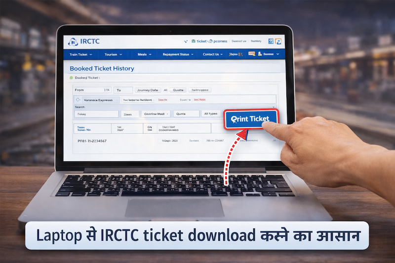 IRCTC website se ticket download aur print kaise kare laptop method