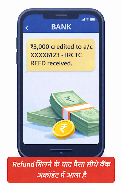 IRCTC refund credited to bank account confirmation message