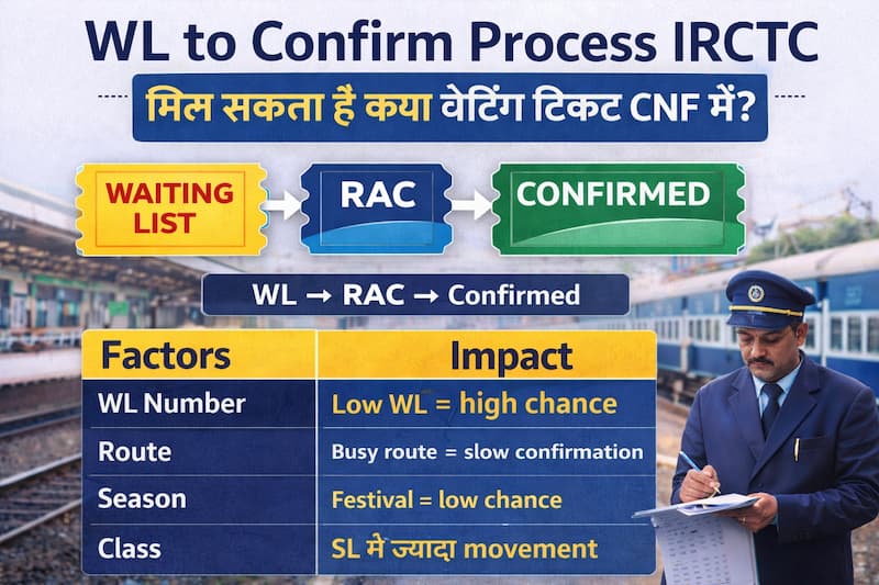 IRCTC WL to confirm process kaise hota hai waiting list se confirm seat Hindi