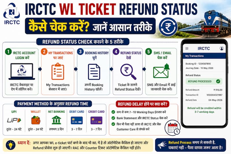 How to check IRCTC WL ticket refund status