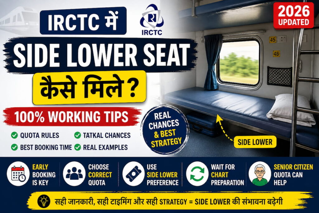 IRCTC में Side Lower Seat कैसे मिले 2026 guide featured image