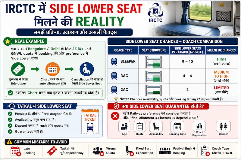 IRCTC Side Lower Seat reality and real chances explained